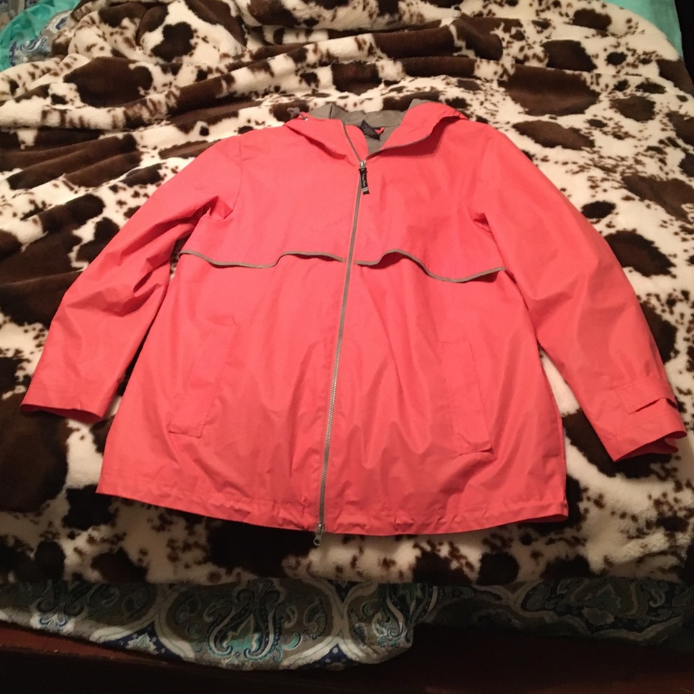 Charles River rain jacket coral